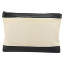 BALENCIAGA Clip M Bag Canvas Leather Beige Black Silver 373834 Auth BA8170-3