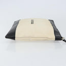 BALENCIAGA Clip M Bag Canvas Leather Beige Black Silver 373834 Auth BA8170-4
