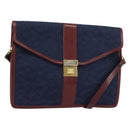 CELINE C Sulky Shoulder Bag Canvas Navy Gold Auth BA8171-1