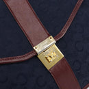 CELINE C Sulky Shoulder Bag Canvas Navy Gold Auth BA8171-17