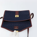 CELINE C Sulky Shoulder Bag Canvas Navy Gold Auth BA8171-10