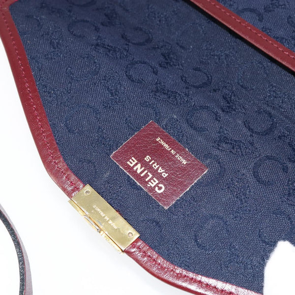 CELINE C Sulky Shoulder Bag Canvas Navy Gold Auth BA8171