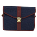 CELINE C Sulky Shoulder Bag Canvas Navy Gold Auth BA8171-13