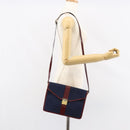 CELINE C Sulky Shoulder Bag Canvas Navy Gold Auth BA8171-22
