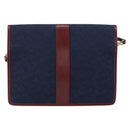 CELINE C Sulky Shoulder Bag Canvas Navy Gold Auth BA8171-2