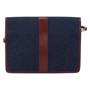 CELINE C Sulky Shoulder Bag Canvas Navy Gold Auth BA8171 - 0