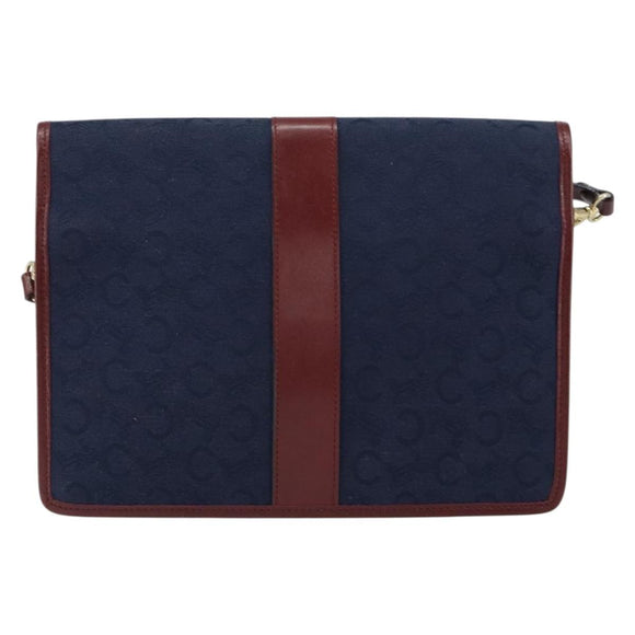 CELINE C Sulky Shoulder Bag Canvas Navy Gold Auth BA8171