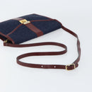 CELINE C Sulky Shoulder Bag Canvas Navy Gold Auth BA8171-7