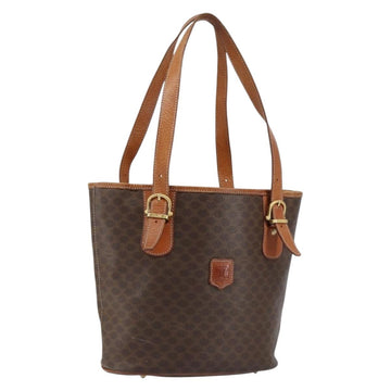 CELINE Macadam Canvas Tote Bag PVC Leather Brown Gold Auth BA8172