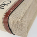 Chloe Woody Hand Bag Canvas Leather 2way Beige Gold Auth BA8173-10