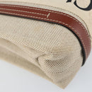 Chloe Woody Hand Bag Canvas Leather 2way Beige Gold Auth BA8173-17
