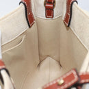 Chloe Woody Hand Bag Canvas Leather 2way Beige Gold Auth BA8173-19