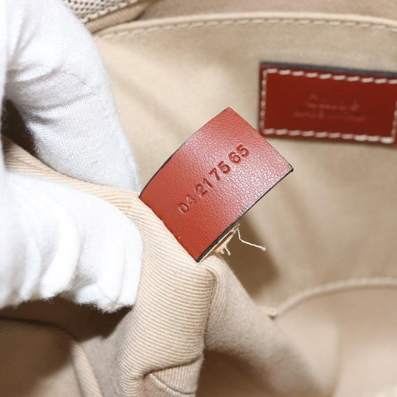 Chloe Woody Hand Bag Canvas Leather 2way Beige Gold Auth BA8173