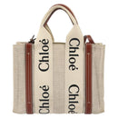 Chloe Woody Hand Bag Canvas Leather 2way Beige Gold Auth BA8173-2