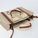 Chloe Woody Hand Bag Canvas Leather 2way Beige Gold Auth BA8173-6