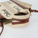 Chloe Woody Hand Bag Canvas Leather 2way Beige Gold Auth BA8173-7