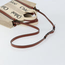 Chloe Woody Hand Bag Canvas Leather 2way Beige Gold Auth BA8173-9