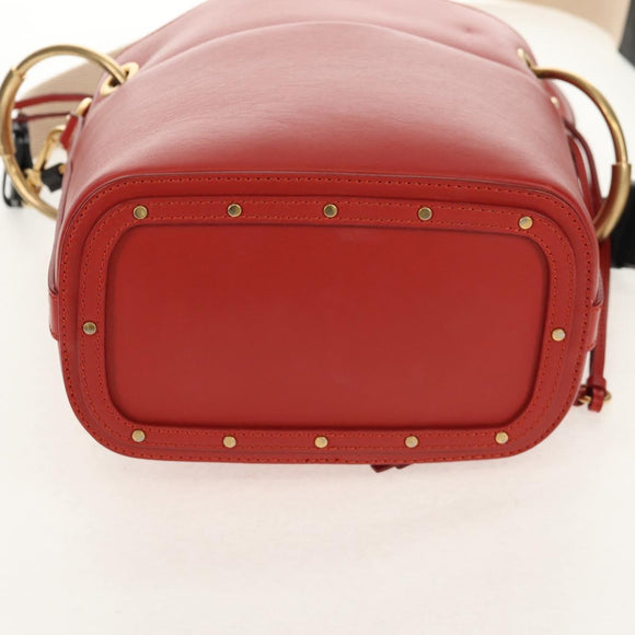 Chloe Mini Basket Roy Shoulder Bag Leather Red Gold Auth BA8174M