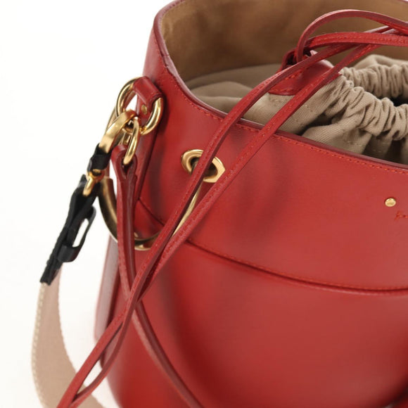 Chloe Mini Basket Roy Shoulder Bag Leather Red Gold Auth BA8174M