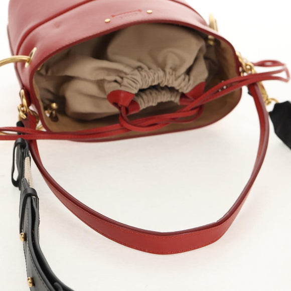 Chloe Mini Basket Roy Shoulder Bag Leather Red Gold Auth BA8174M