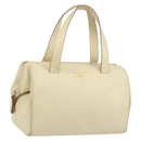 PRADA Hand Bag Leather Beige Auth BA8175-1