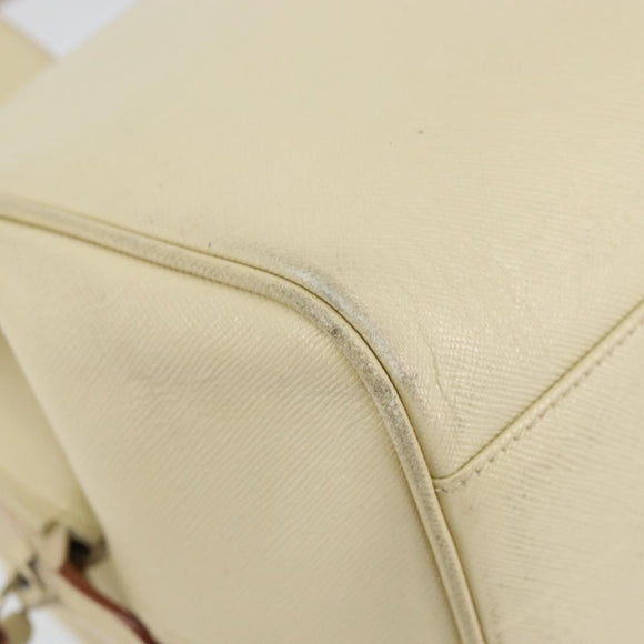 PRADA Hand Bag Leather Beige Auth BA8175