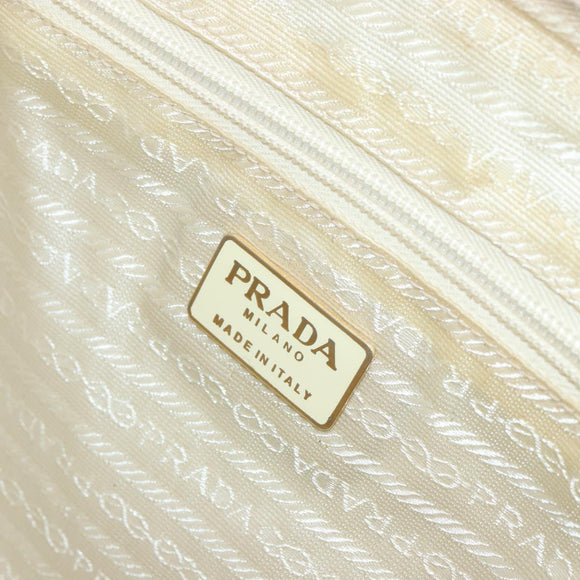 PRADA Hand Bag Leather Beige Auth BA8175