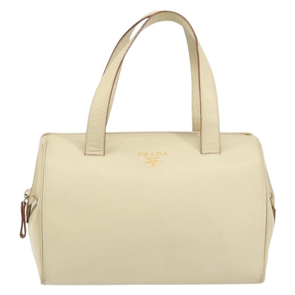 PRADA Hand Bag Leather Beige Auth BA8175