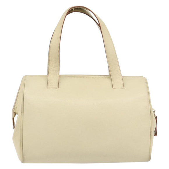 PRADA Hand Bag Leather Beige Auth BA8175