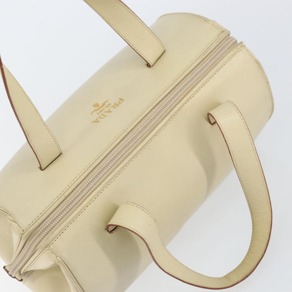 PRADA Hand Bag Leather Beige Auth BA8175