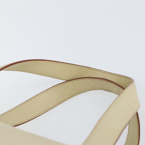 PRADA Hand Bag Leather Beige Auth BA8175