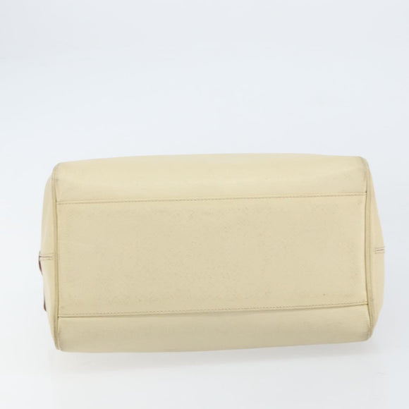 PRADA Hand Bag Leather Beige Auth BA8175