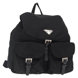PRADA Backpack Nylon Black Silver Auth BA8176