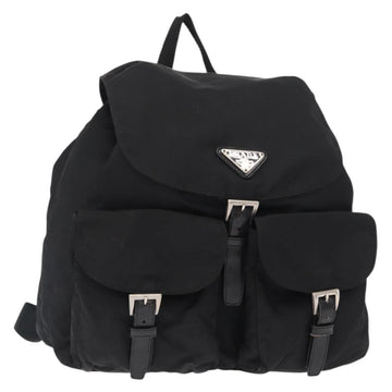 PRADA Backpack Nylon Black Silver Auth BA8176