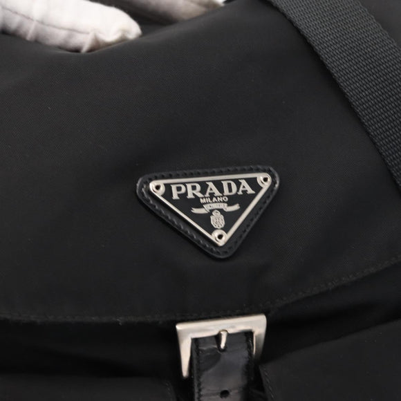 PRADA Backpack Nylon Black Silver Auth BA8176
