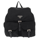 PRADA Backpack Nylon Black Silver Auth BA8176-13