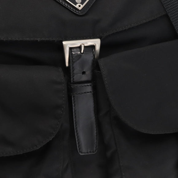 PRADA Backpack Nylon Black Silver Auth BA8176