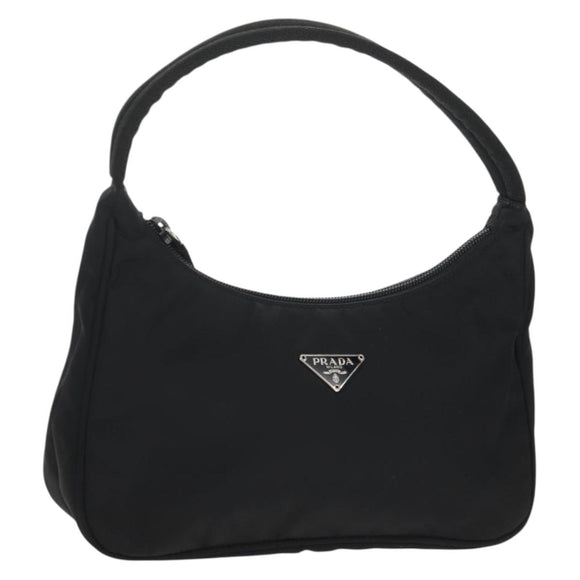 PRADA Hand Bag Nylon Black Silver Auth BA8177V