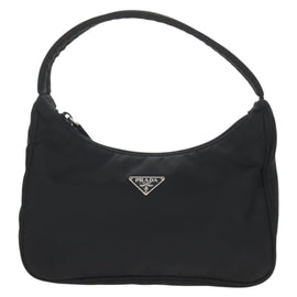 PRADA Hand Bag Nylon Black Silver Auth BA8177V - 0