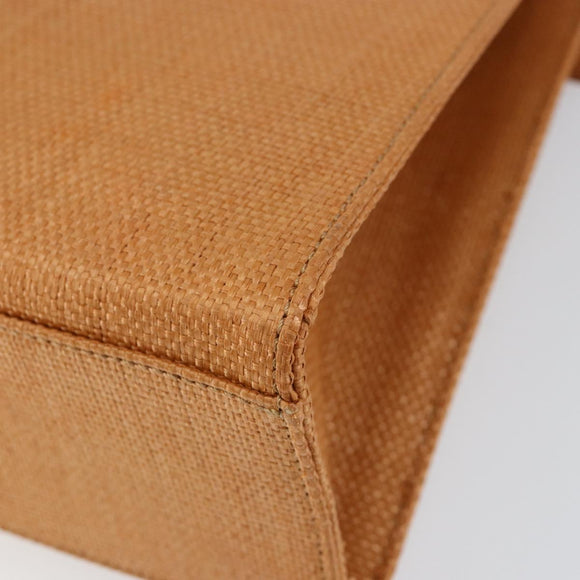 CELINE Hand Bag Raffia Brown Gold Auth BA8178