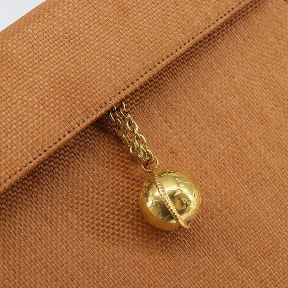 CELINE Hand Bag Raffia Brown Gold Auth BA8178