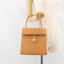 CELINE Hand Bag Raffia Brown Gold Auth BA8178-22