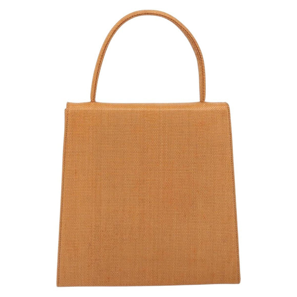 CELINE Hand Bag Raffia Brown Gold Auth BA8178