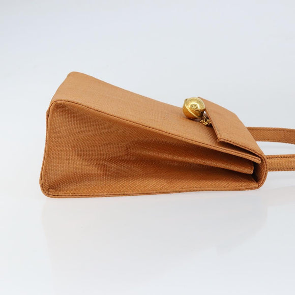 CELINE Hand Bag Raffia Brown Gold Auth BA8178