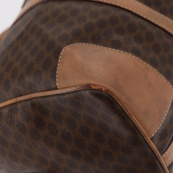 CELINE Macadam Canvas Boston Bag PVC Brown Gold Auth BA8179