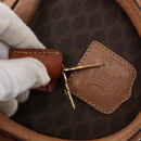 CELINE Macadam Canvas Boston Bag PVC Brown Gold Auth BA8179-16