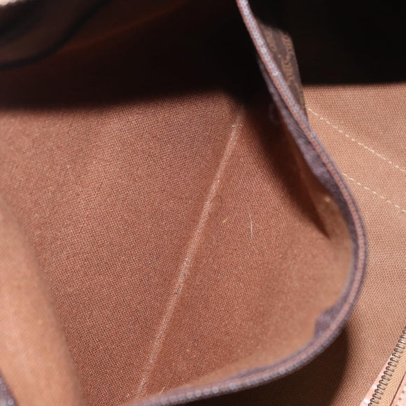 CELINE Macadam Canvas Boston Bag PVC Brown Gold Auth BA8179