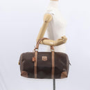 CELINE Macadam Canvas Boston Bag PVC Brown Gold Auth BA8179-23