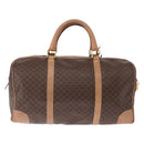 CELINE Macadam Canvas Boston Bag PVC Brown Gold Auth BA8179-3