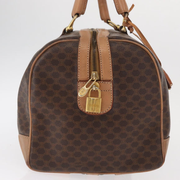 CELINE Macadam Canvas Boston Bag PVC Brown Gold Auth BA8179